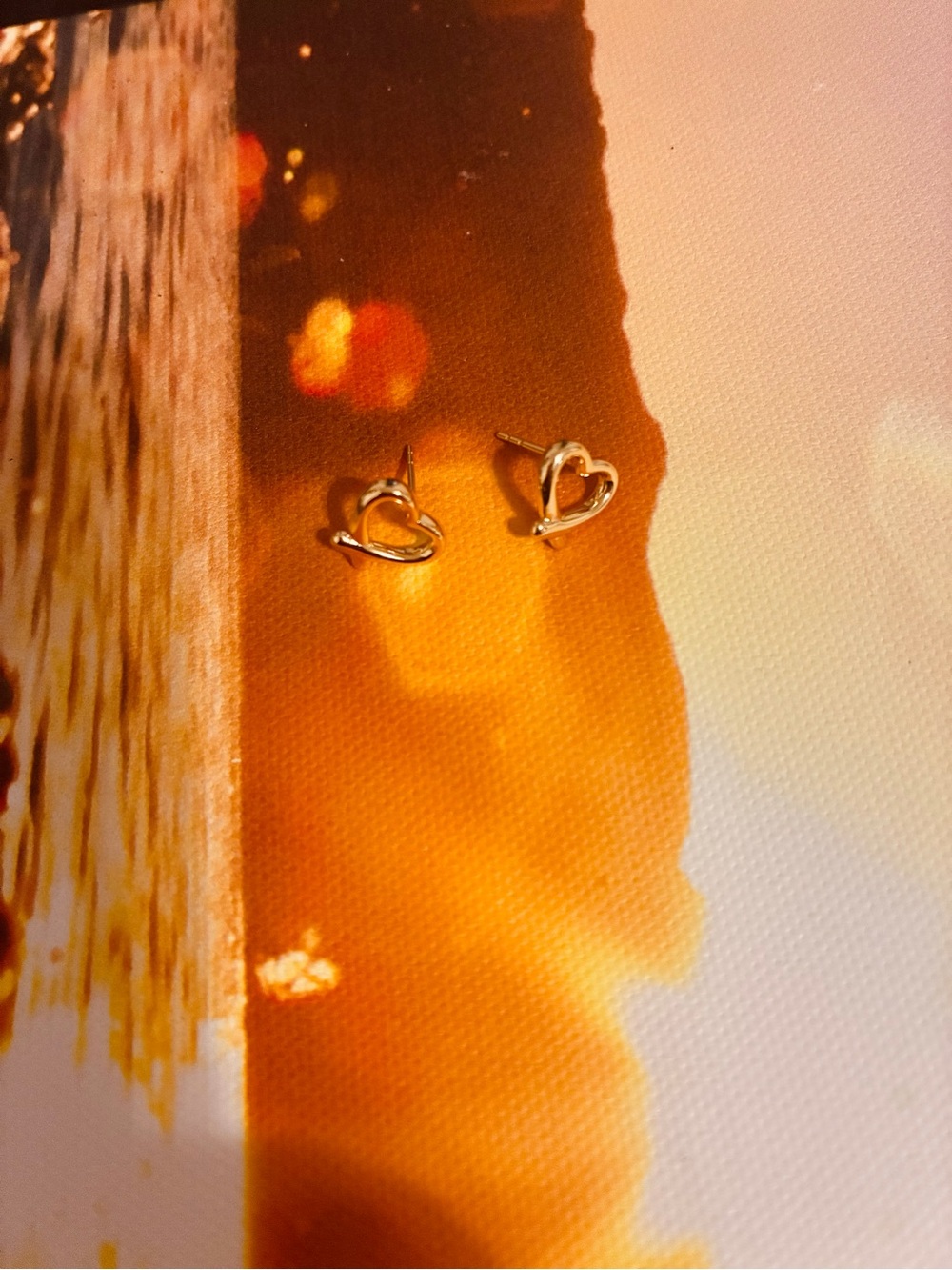 Gold plated Open Heart Stud Earrings - gold